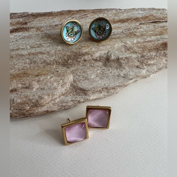 Evil Eye & Hamsa Hand Stud Earrings Set - Trendy Chic Stud Earrings Set - Picture 2 of 10